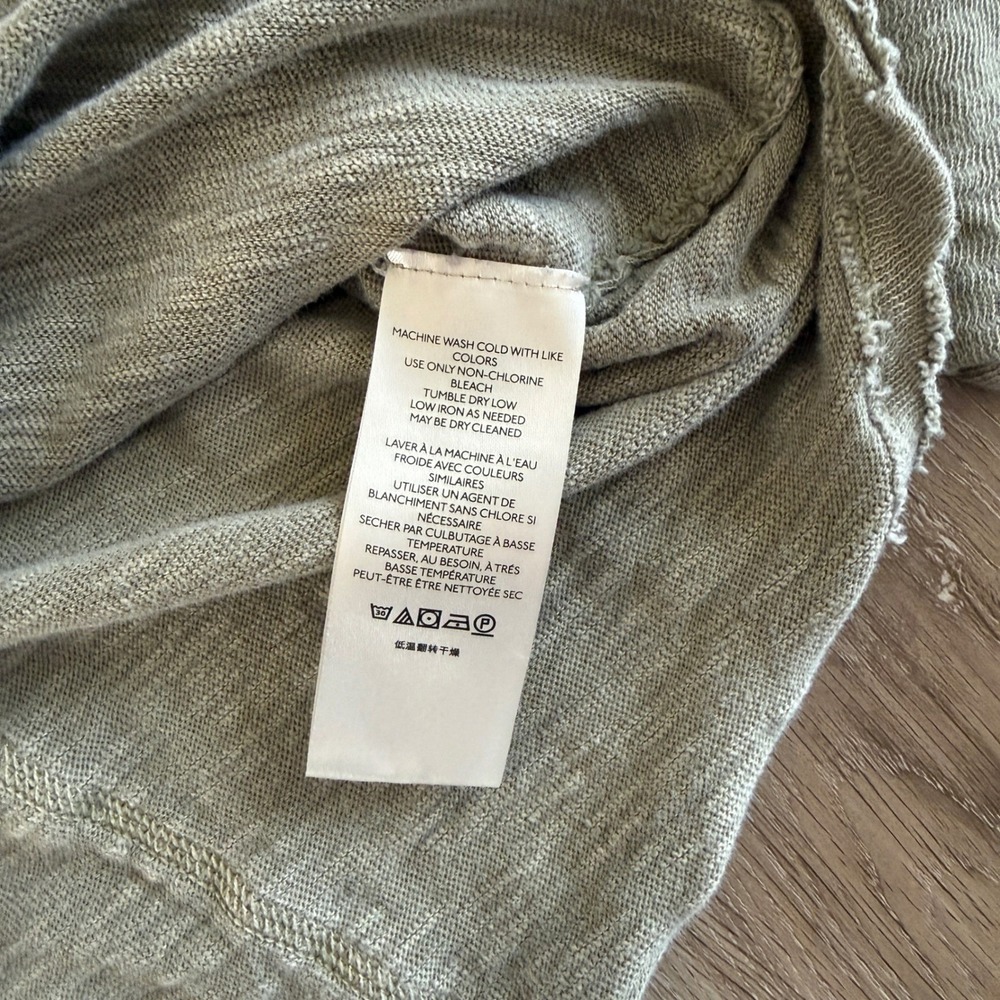 Free People We The Free Henley Top Sage Green Raw Edge Thermal Thumbhole Medium - Picture 3 of 7